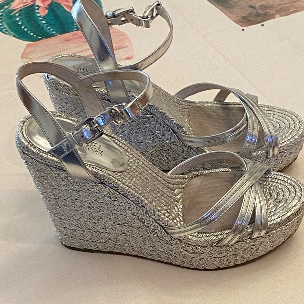 Michael Kors Silver Wedge Platforms perfect for Wedding or Prom size 7.5